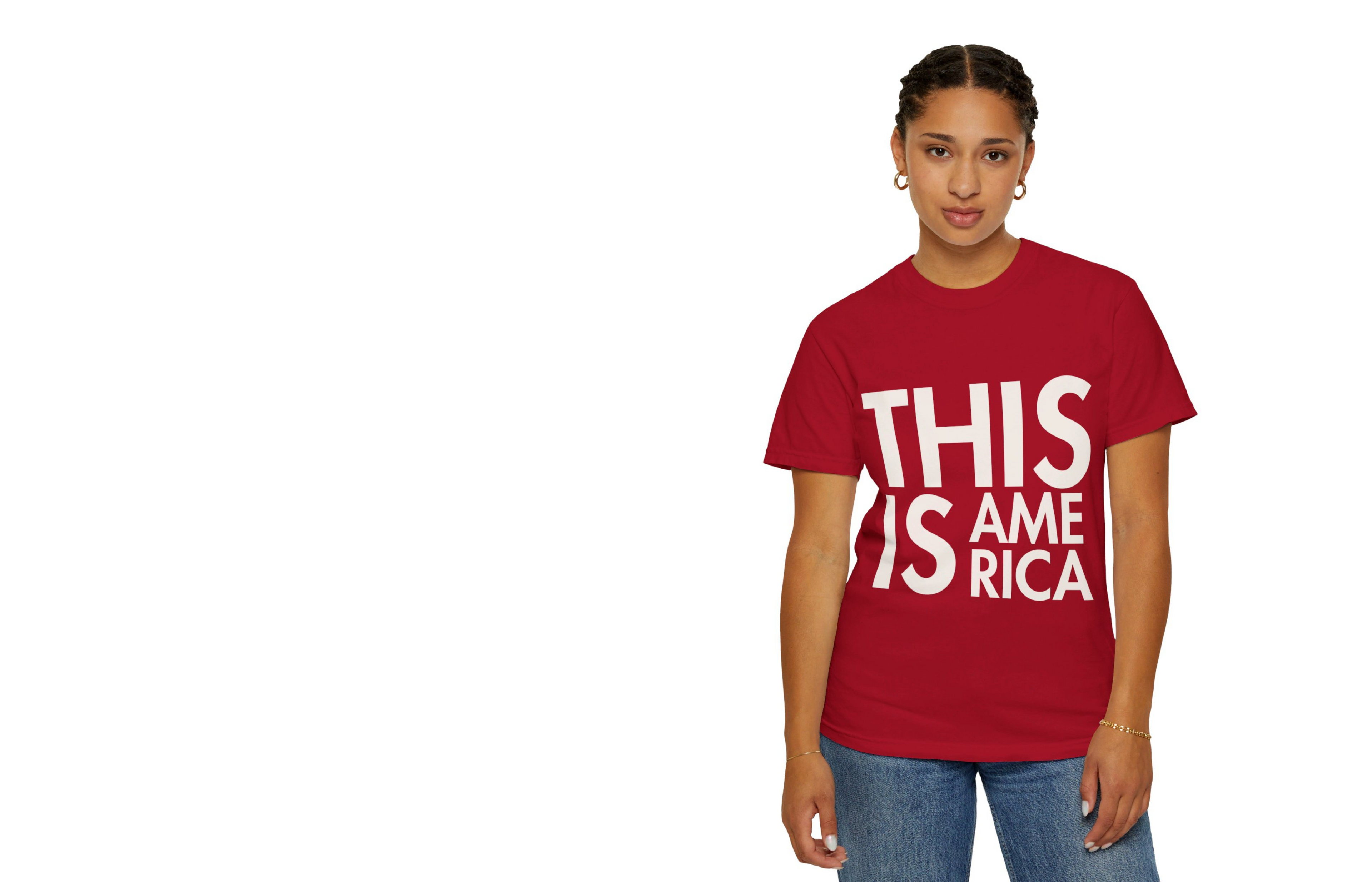 Young Black Woman Red T-Shirt This is America | TheVotingBlock