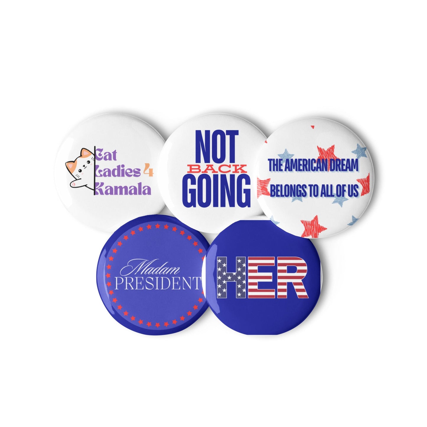 KAMALA 2024 - Assorted Set of 5 Pin Buttons | THE VOTING BLOCK