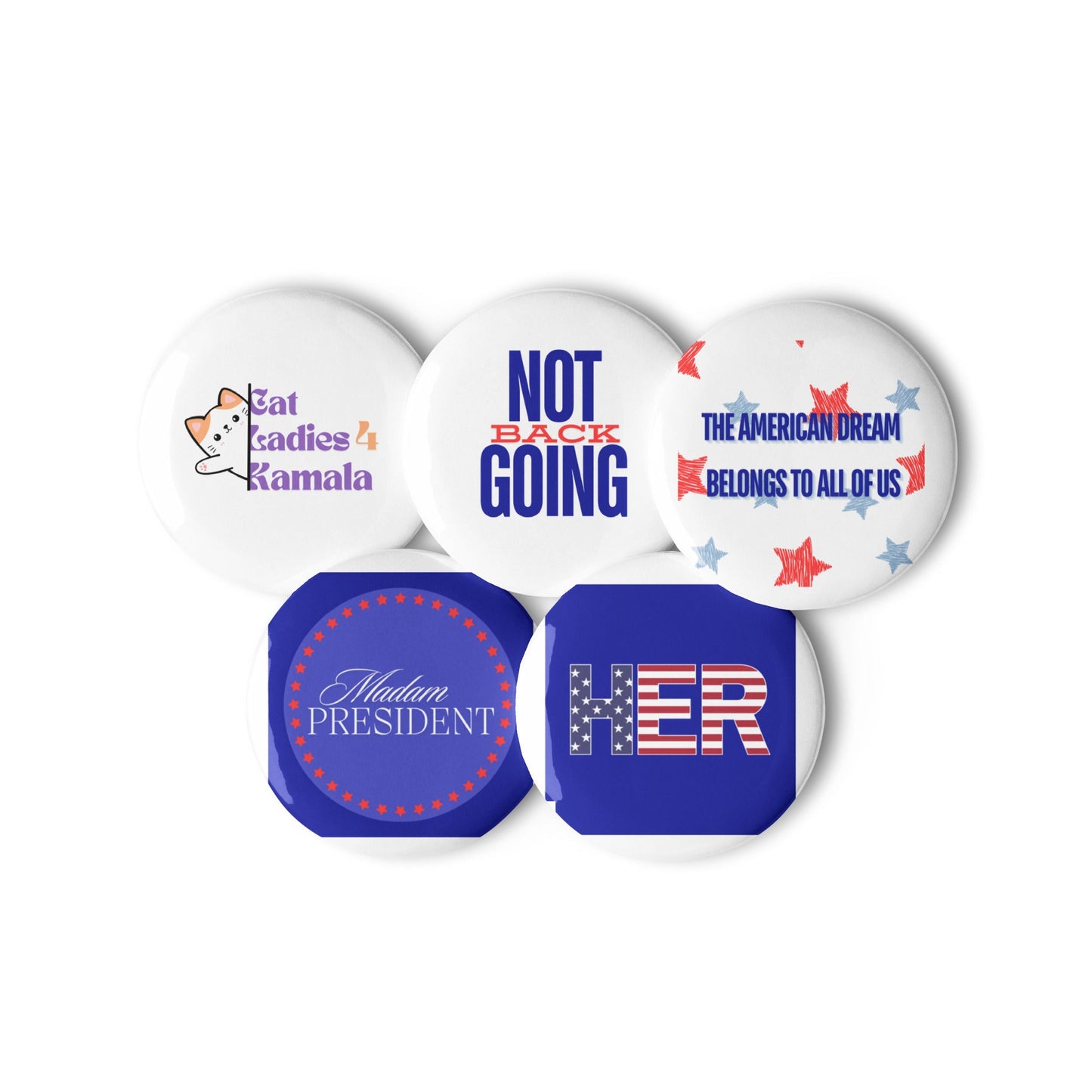 KAMALA 2024 - Assorted Set of 5 Pin Buttons | THE VOTING BLOCK